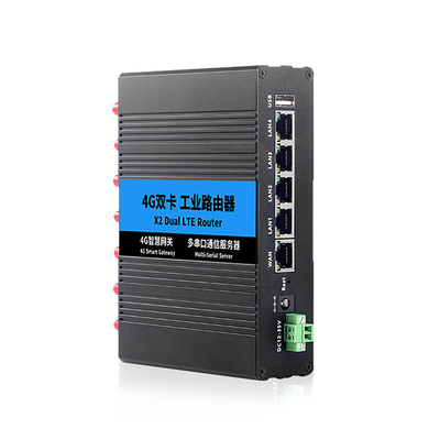 Router WiFi RS232 RS485 su guida Din 4G stabile nero con porte USB